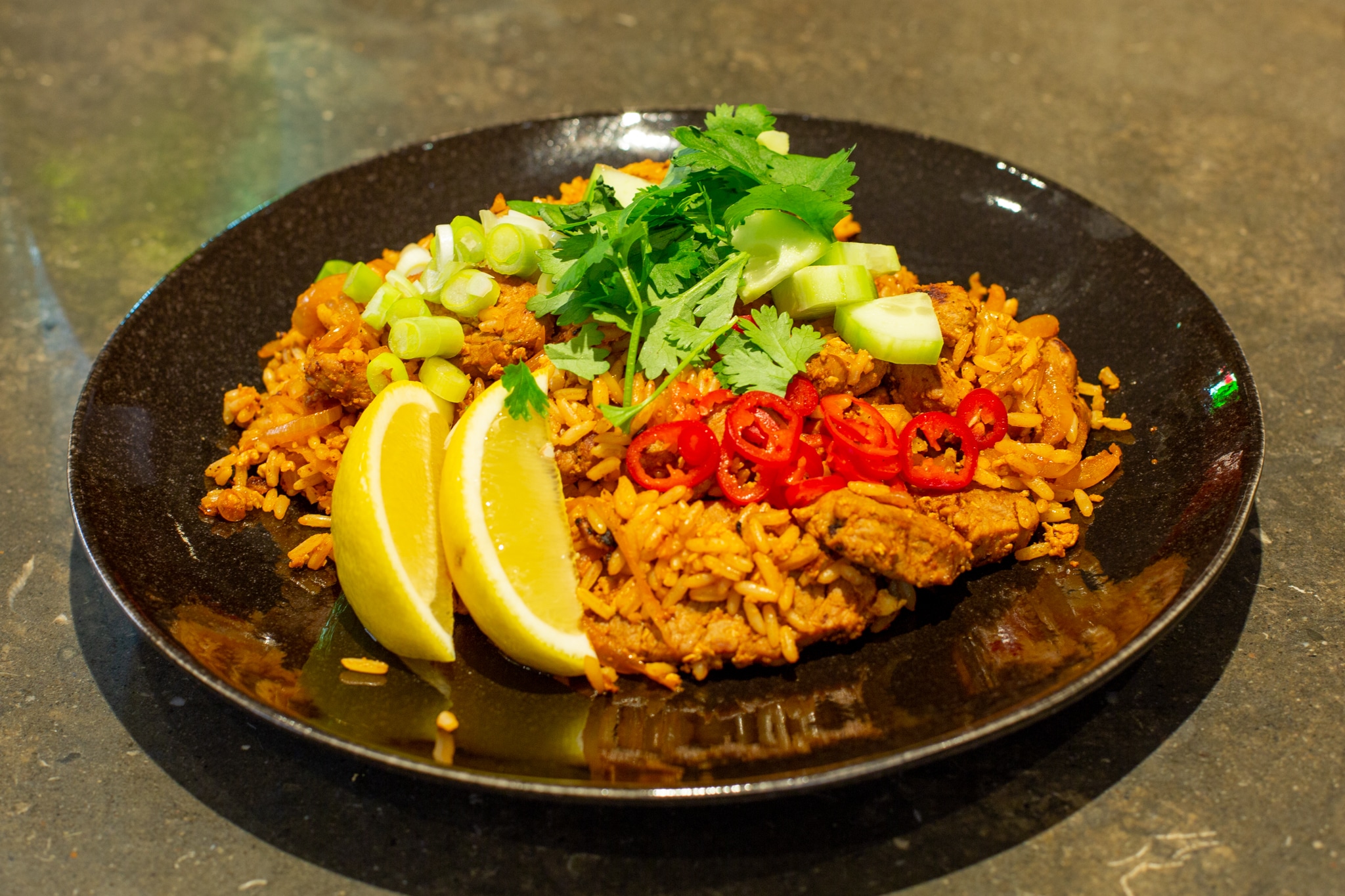Fried rice with pork tenderloin